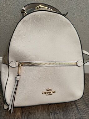 Coach Cream Leather Mini Backpack with Gold Accents